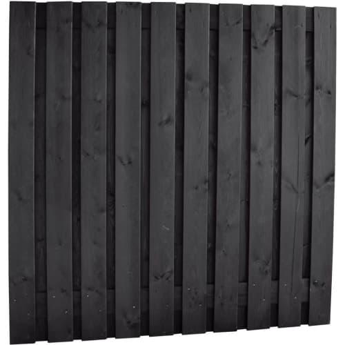 Geschaafd plankenscherm grenen 15 mm 180x180 cm recht zwart gedompeld (18 pl)