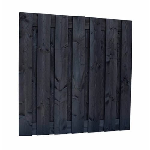 Douglas fijnbezaagd plankenscherm 19 mm 180x180 cm recht zwart gedompeld (15 pl)