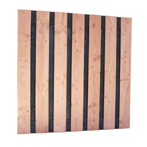Douglas fijnbezaagd plankenscherm 19 mm zwart binnen 180x180 cm blank (15 pl)