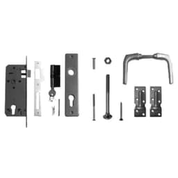 Aluminium deurklink met langschild cilinderslot duimen tbv deur/frame 1