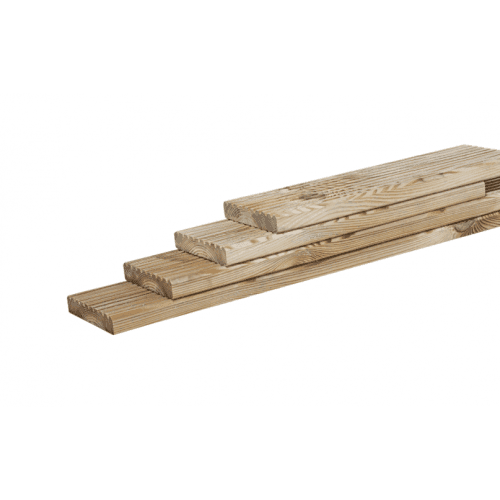 Grenen geprofileerd dekdeel 2,8x14,5x300 cm 1 grof 1 glad groen