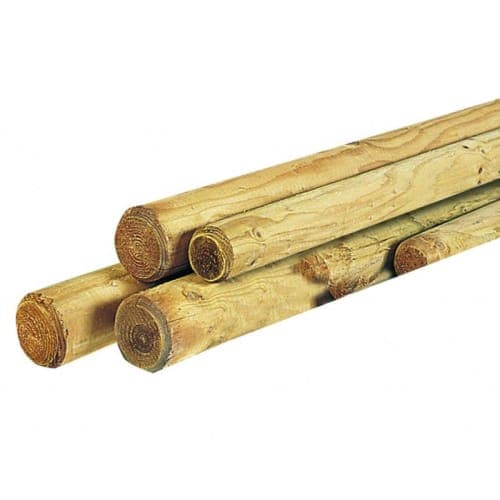 Ronde paal tamme kastanjehout geschild 10/12x180 cm