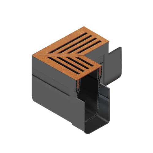 ACO slim-line hoekstuk corten rooster