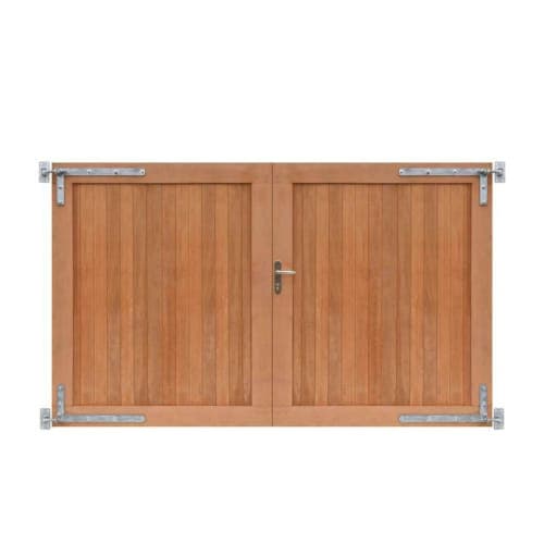 Hardhouten dubbele toegangspoort verticaal 300x180 cm incl. beslag