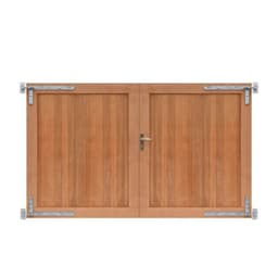 Hardhouten dubbele toegangspoort verticaal 300x180 cm incl. beslag 1