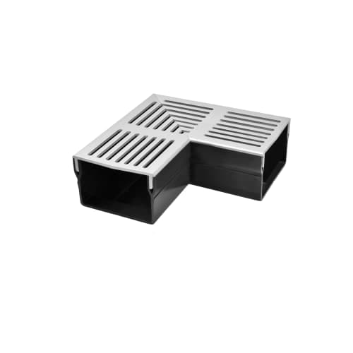 terras & trends drain 50/100 hoekstuk met grijs aluminium rooster