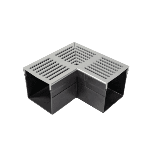 terras & trends drain 100/100 hoekstuk met grijs aluminium rooster