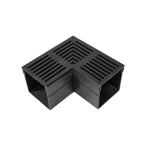 terras & trends drain 100/100 hoekstuk met zwart aluminium rooster