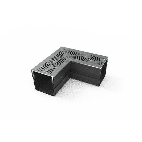 terras & trends drain mini 65/60 hoekstuk met falcon inox rvs rooster