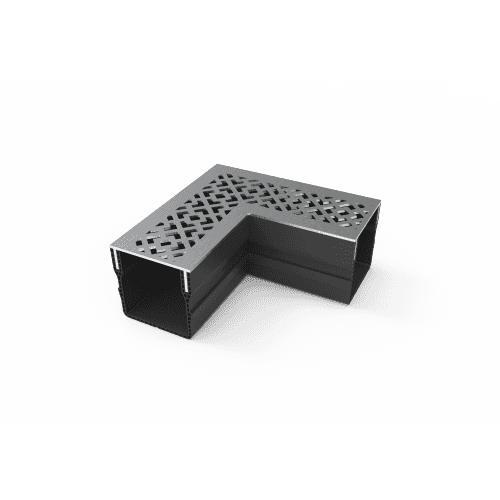 terras & trends drain mini 65/60 hoekstuk met diamond inox rvs rooster