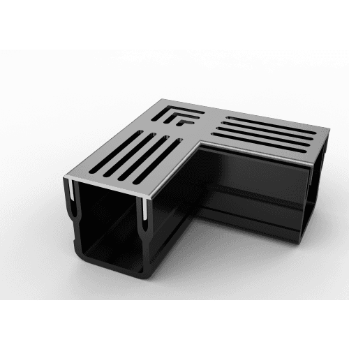 terras & trends drain mini 65/60 hoekstuk met grijs aluminium rooster