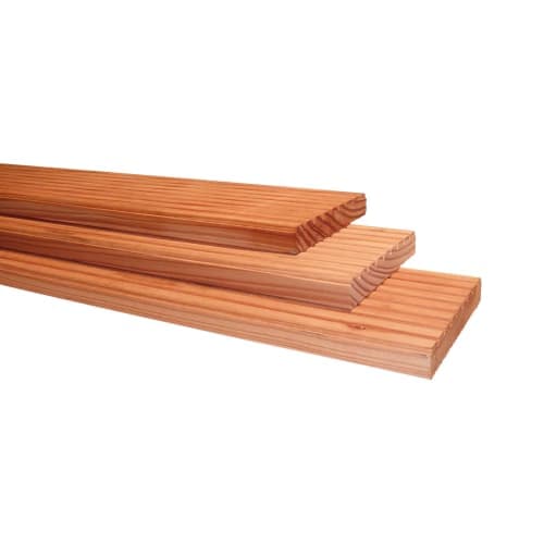 Douglas geprofileerd dekdeel, 1 zijde grof profiel, 1 zijde glad, 2,5x14,5x300 cm onbehandeld