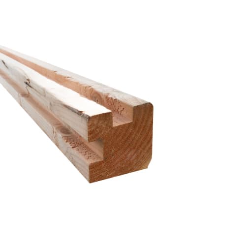 Douglas sleufpaal 9,5x9,5x300 cm tbv 28 mm profielplanken, hoekpaal, onbehandeld