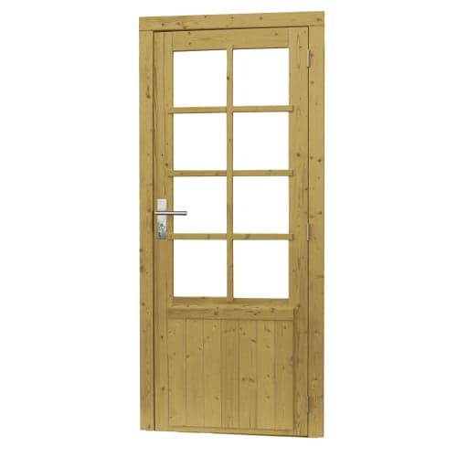 Vuren enkele 8-ruits deur rechts incl. kozijn 90x201 cm groen