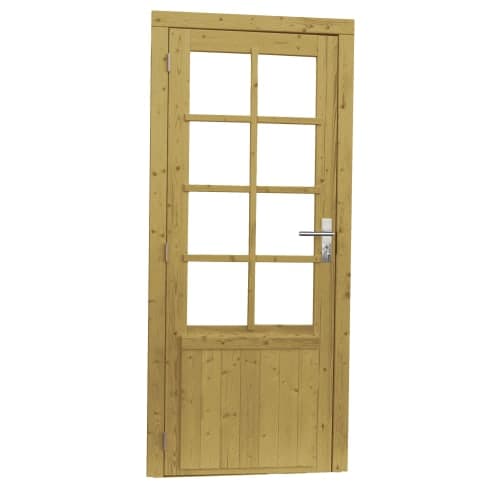 Vuren enkele 8-ruits deur links incl. kozijn 90x201 cm groen