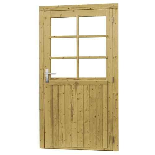 Vuren enkele 6-ruits deur rechts incl. kozijn 112x201 cm groen