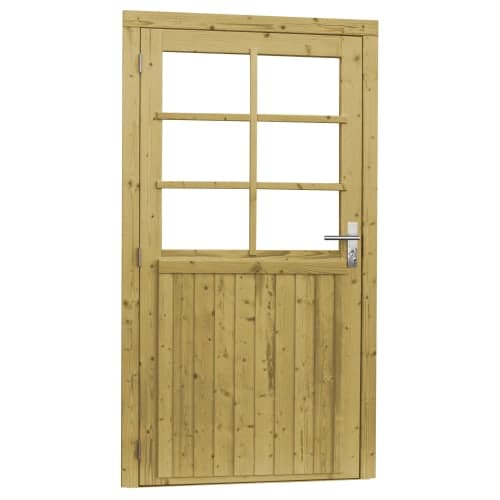 Vuren enkele 6-ruits deur links incl. kozijn 112x201 cm groen