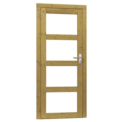 Vuren enkele 4-ruits glasdeur links incl. kozijn 90x201 cm groen