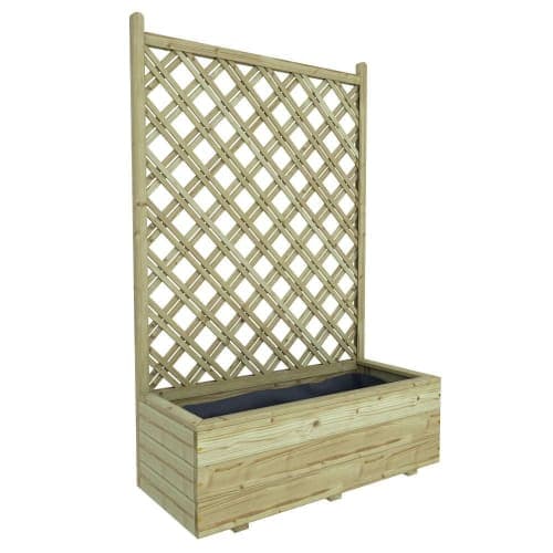 Bloembak met dubbele rechttrellis 140x90x40 cm (HxBxD) groen geïmpregneerd