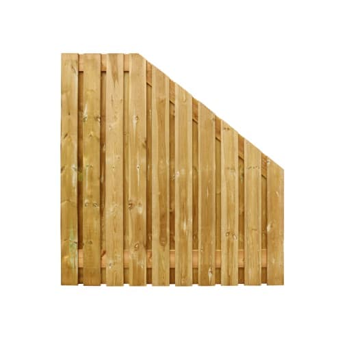 Grenen geschaafd plankenscherm 15 mm 180x180-90 cm verticaal recht aflopend groen geïmpregneerd 21 planks