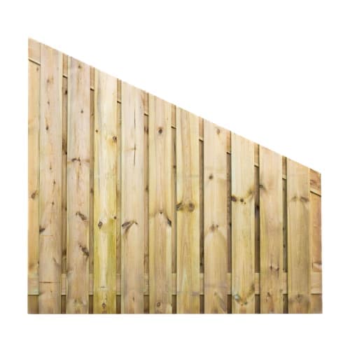 Grenen geschaafd plankenscherm 15 mm 180x180-90 cm verticaal recht aflopend groen geïmpregneerd 23 planks