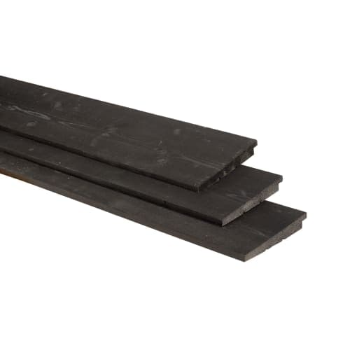 Vuren zweeds rabat 1,1-2,7x19,5x500 cm zwart gedompeld