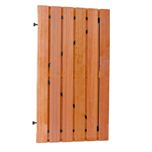 Hardhout plankendeur 100x180 cm op zwart stalen frame