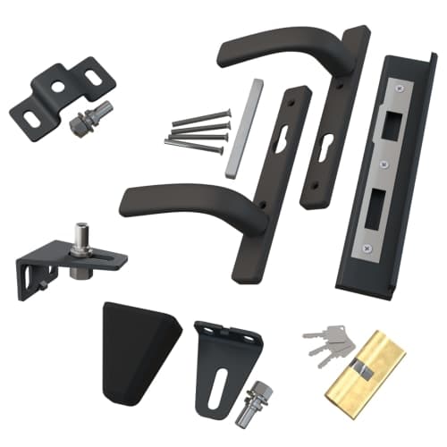 terras & trends Fence poortbeslag RAL9005 incl. cilinderslot