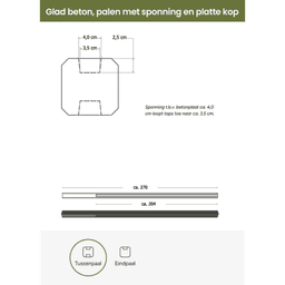 Betonpaal glad vellingkant sleuf 10x10x270 cm antraciet tussenpaal 2