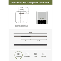 Betonpaal met diamantkop tussenpaal 10x10x280 cm antraciet zonder coat 2