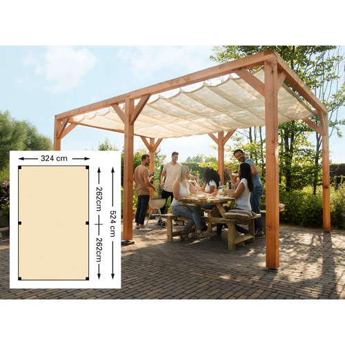 Douglas houtpakket 324x524 cm tbv schaduwdoek 290x500 cm kleurloos (Uitlopend)