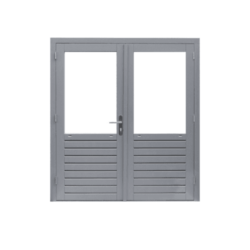 Hardhouten dubbl glas-deur prestige dubb glas 202x221 cm grijs gegrond