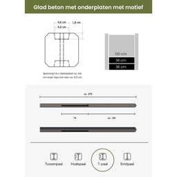 Betonpaal met diamantkop T-paal 10x10x280 cm antraciet gecoat 2