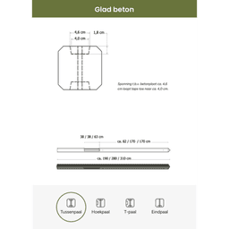Betonpaal glad met diamantkop 10x10x310 cm grijs tussenpaal 3