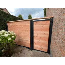 Verstelbaar stalen poortframe 98,5x190 cm incl. kokerprofiel en slot en beslagset zwart gepoedercoat 2