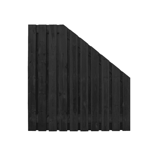 Naaldhout geschaafd plankenscherm 15 mm 180x180/90 cm recht aflopend geïmpregneerd en zwart gespoten 21 planks