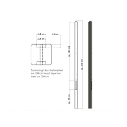 Betonpaal met diamantkop tussenpaal 8,5x8,5x280 cm ongecoat antraciet 2