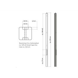 Betonpaal met diamantkop tussenpaal 8,5x8,5x280 cm ongecoat grijs 2