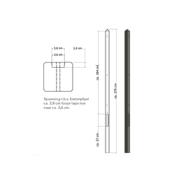 Betonpaal met diamantkop eindpaal 8,5x8,5x280 cm ongecoat antraciet 2