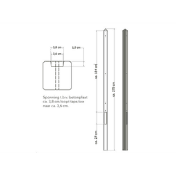Betonpaal met diamantkop eindpaal 8,5x8,5x280 cm ongecoat grijs 2
