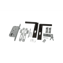 RVS luxe deurbeslagset SKG keurmerk met slotkast cilinder/slot zwart 2