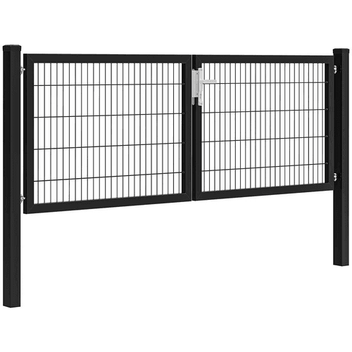 Hillfence metalen dubbele poort premium-line 300x100 cm zwart