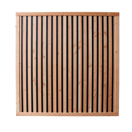 Douglas geschaafd rhombus plankenscherm met zwarte binnenkant 180x180 cm zwart/onbehandeld