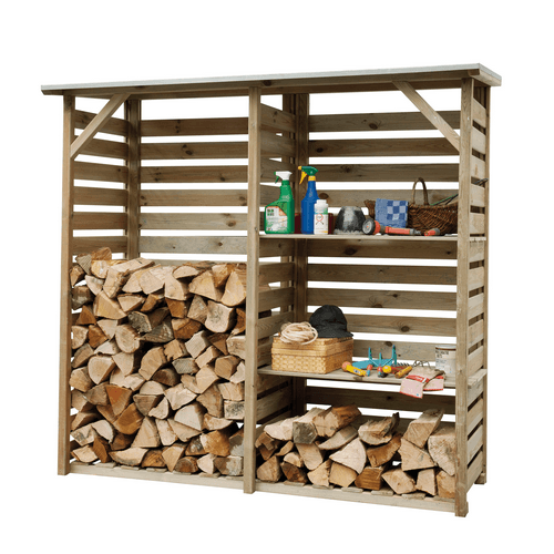 Haardhoutberging Twin 176x190x60 cm (HxBxD) groen geïmpregneerd