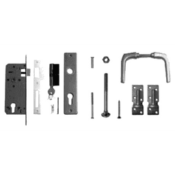 Aluminium deurklink met langschild cilinderslot duimen tbv deur/frame 2