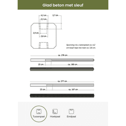 Betonpaal met diamantkop sleuf 11,5x11,5x278 cm grijs tussenpaal 2