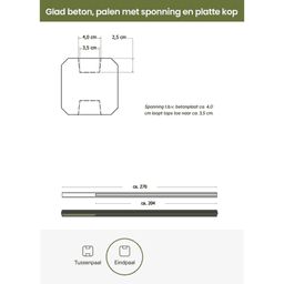 Betonpaal glad vellingkant sleuf 10x10x270 cm antraciet eindpaal 3