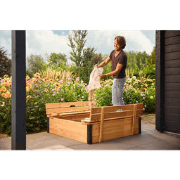 Zandbak roy met deksel/zitbank 120x120x30 cm 2