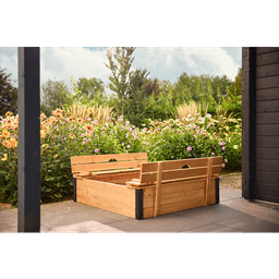 Zandbak roy met deksel/zitbank 120x120x30 cm 3