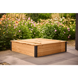 Zandbak roy met deksel/zitbank 120x120x30 cm 5